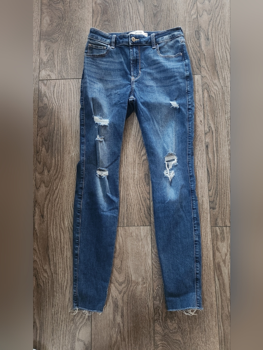 Hollister High-Rise Super Skinny W29 8R Ripped Dark Blue Jeans